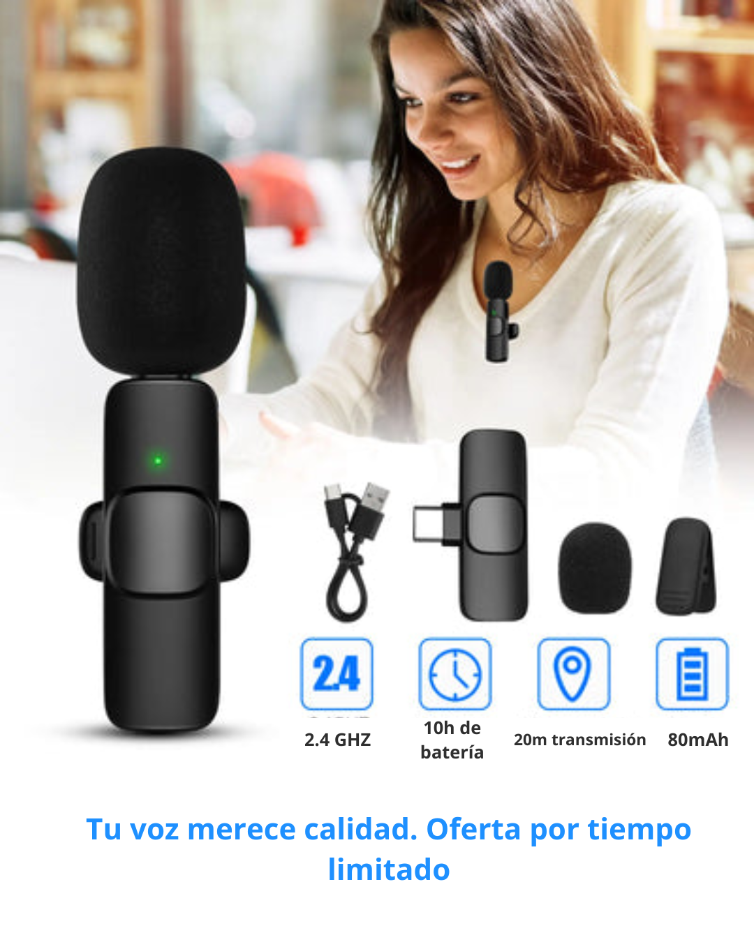 Micrófono de Solapa Inalámbrico para Android – Sonido Pro